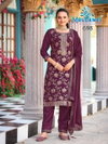 Priyanshi By Mrudangi Pure Viscoues Jaquard Embroidered Work Top With Bottom Dupatta Wholesale Online